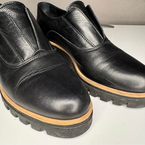 Atelier Women’s Barton Black & Tan Italian Leather Platform Penny Loafers Sz 38 - Picture 11 of 14